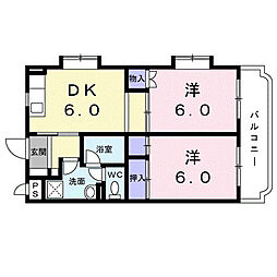 グレースマンション 2DKの間取図画像