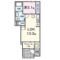 カルメル 1LDKの間取図画像