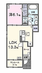 サイレント・メゾンII 1LDKの間取図画像