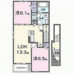 サニーハイツII 2LDKの間取図画像