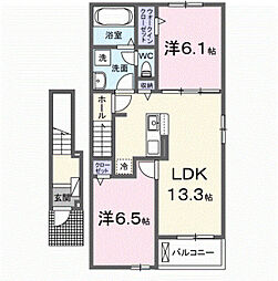 サニーハイツII 2LDKの間取図画像