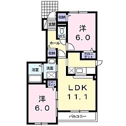コートジェイ 2LDKの間取図画像