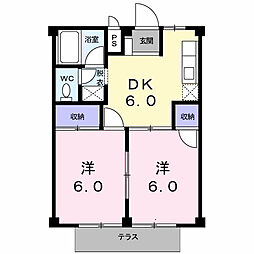 コーポラスY 2DKの間取図画像