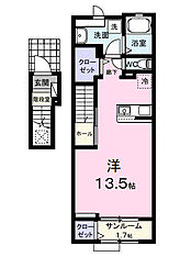 ラルチェI ワンルームの間取図画像