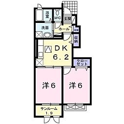 ピアッツアーレ1 2DKの間取図画像