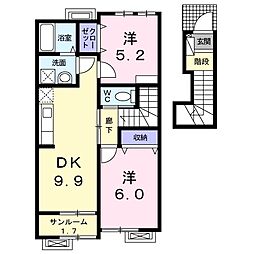 ジェントリー 2DKの間取図画像