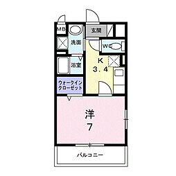 リッシュ 1Kの間取図画像