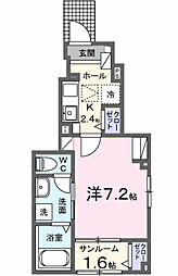 シャトレーベル 1Kの間取図画像
