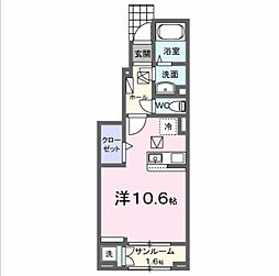 ラルチェII ワンルームの間取図画像
