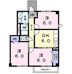 ソシアアネックスA 3DKの間取図画像