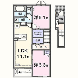 シャノワール 2LDKの間取図画像