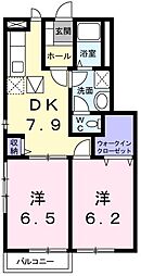 メゾンシャルマン 2DKの間取図画像