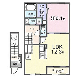 シリウス 1LDKの間取図画像