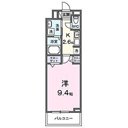 ラ・テュイル 1Kの間取図画像