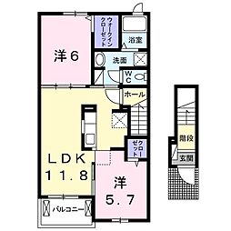 ランジェ 2LDKの間取図画像
