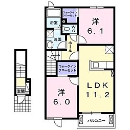 プリムローズ・ガーデンB 2LDKの間取図画像