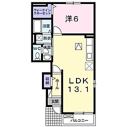 ベルフルール2 1LDKの間取図画像