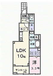 ヒカルサ清水本町 1LDKの間取図画像