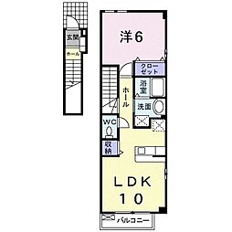 アヴェニールB 1LDKの間取図画像