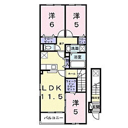 プラシードII 3LDKの間取図画像