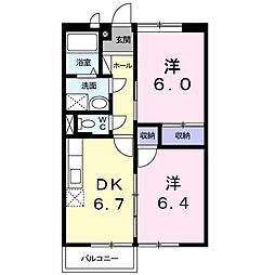 コーポグリーンB 2DKの間取図画像