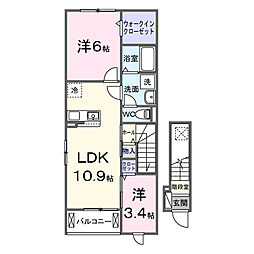 ドルチェ協和 2LDKの間取図画像