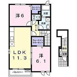 メゾン中里 2LDKの間取図画像