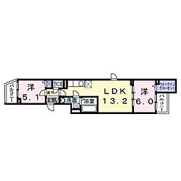 ヒカルサ北小岩 2LDKの間取図画像