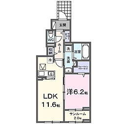 ベル・ファミーユ 1LDKの間取図画像
