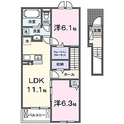 ハピネスV 2LDKの間取図画像