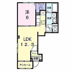 ベル・コリーヌI 1LDKの間取図画像