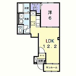 ベル・コリーヌII 1LDKの間取図画像