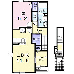 アルバ ウエスト 1LDKの間取図画像