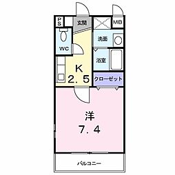 ペスカ 1Kの間取図画像