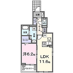 ボヌール・ド・コルザ 1LDKの間取図画像