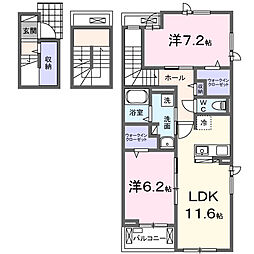 ボヌール・ド・コルザ 2LDKの間取図画像