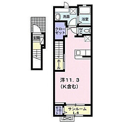 ガーデンヒルズB ワンルームの間取図画像