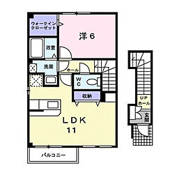 エクセレントＫＵＲＡ 2階1LDKの間取り