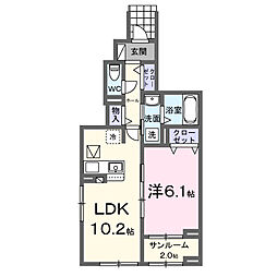 セントラルガーデンハウス 1LDKの間取図画像
