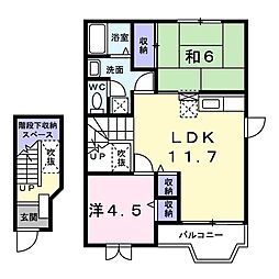 リバティヒルズ 2LDKの間取図画像