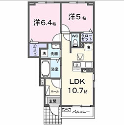 クラール倉治A 2LDKの間取図画像