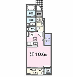 レンジ 雄町 ワンルームの間取図画像