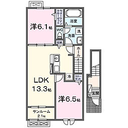 シューネスハイムIV 2LDKの間取図画像
