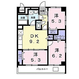 エマズプレイス 3DKの間取図画像