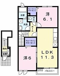 カルムリヴィエール 2LDKの間取図画像