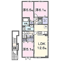 インテルノ ウエスト 3LDKの間取図画像
