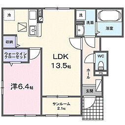 ソラリスコート 1LDKの間取図画像