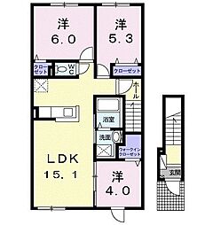 easttwo愛国 3LDKの間取図画像