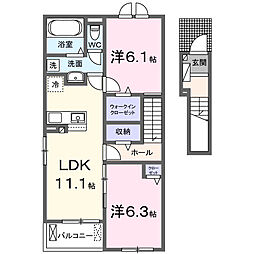 グレース B 2LDKの間取図画像
