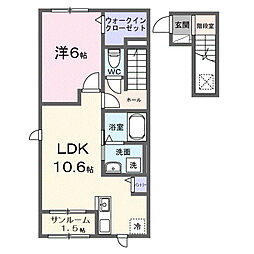 アルバーダ 1LDKの間取図画像